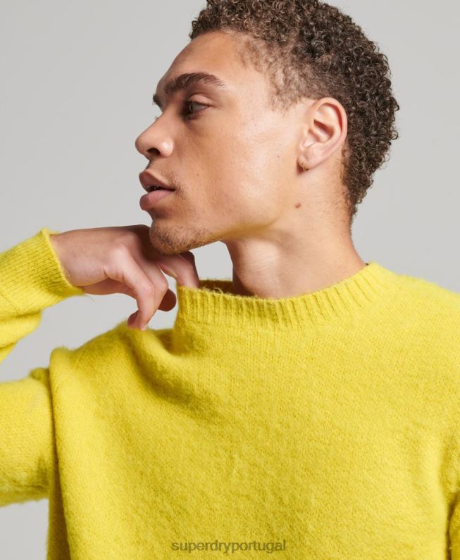 jumper de tricô escovado homens amarelo roupas Superdry 2208H5242