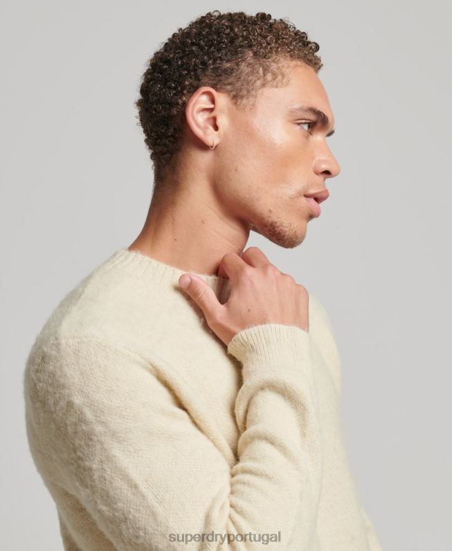 jumper de tricô escovado homens bege roupas Superdry 2208H5247