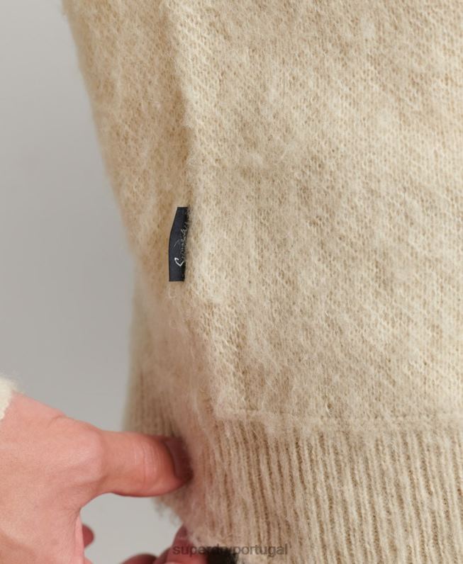 jumper de tricô escovado homens bege roupas Superdry 2208H5247