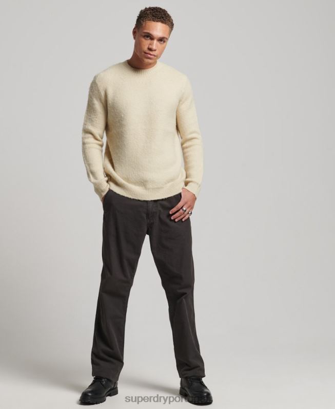 jumper de tricô escovado homens bege roupas Superdry 2208H5247