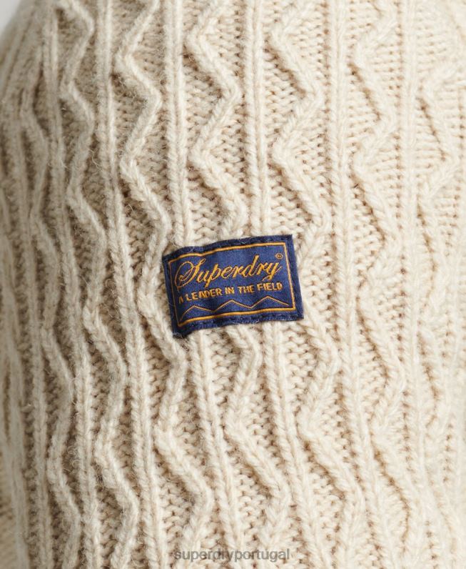 jumper de tripulação de cabo jacob homens creme roupas Superdry 2208H5255