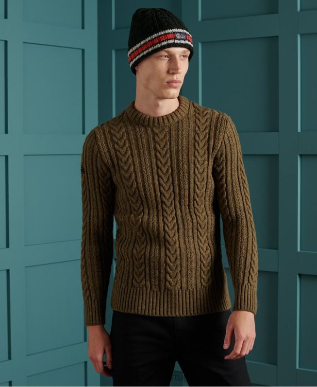 jumper de tripulação de cabo jacob homens verde roupas Superdry 2208H1363