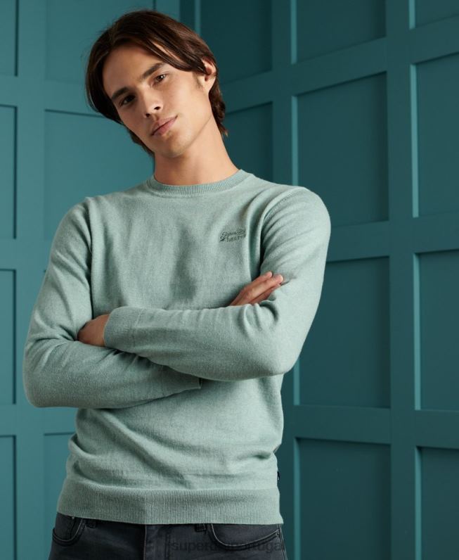 jumper de tripulação de etiqueta laranja homens azul roupas Superdry 2208H1357