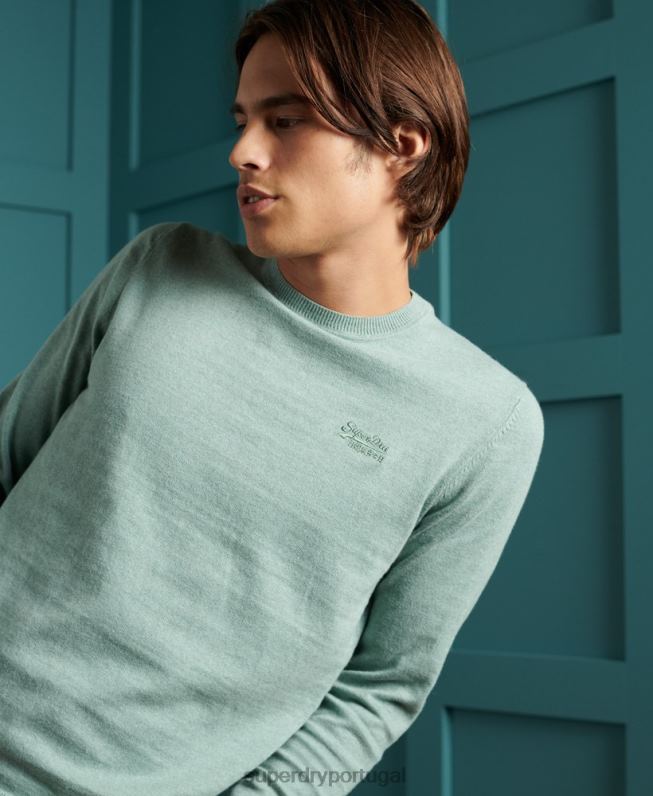 jumper de tripulação de etiqueta laranja homens azul roupas Superdry 2208H1357