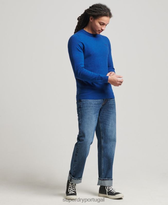 jumper de tripulação de etiqueta laranja homens azul roupas Superdry 2208H5324