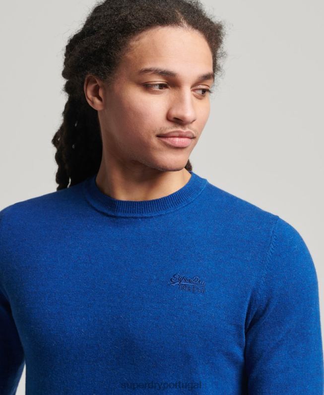jumper de tripulação de etiqueta laranja homens azul roupas Superdry 2208H5324