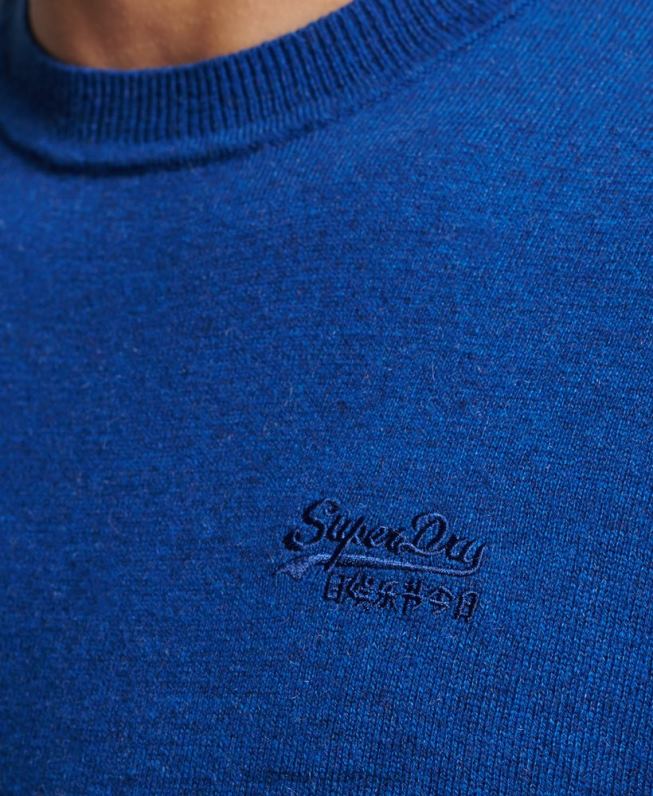 jumper de tripulação de etiqueta laranja homens azul roupas Superdry 2208H5324