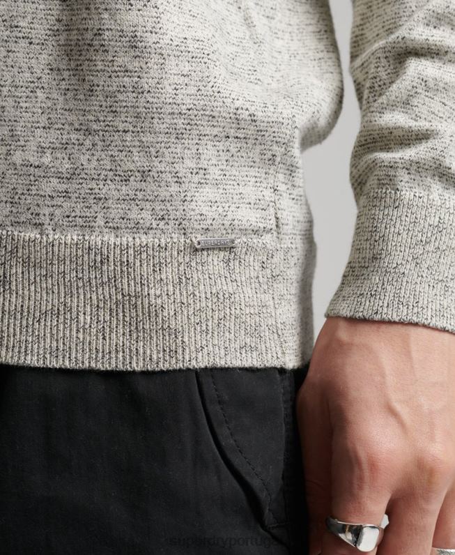 jumper de tripulação de etiqueta laranja homens cinza claro roupas Superdry 2208H1365