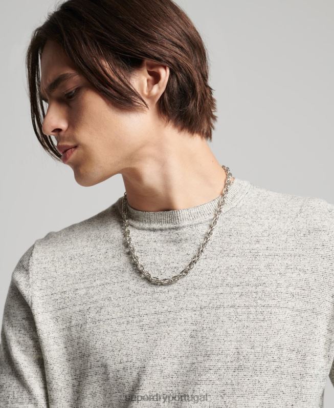 jumper de tripulação de etiqueta laranja homens cinza claro roupas Superdry 2208H1365