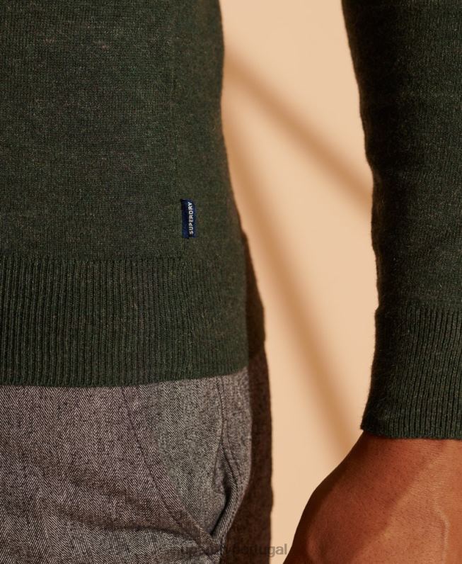 jumper de tripulação de etiqueta laranja homens verde roupas Superdry 2208H5340