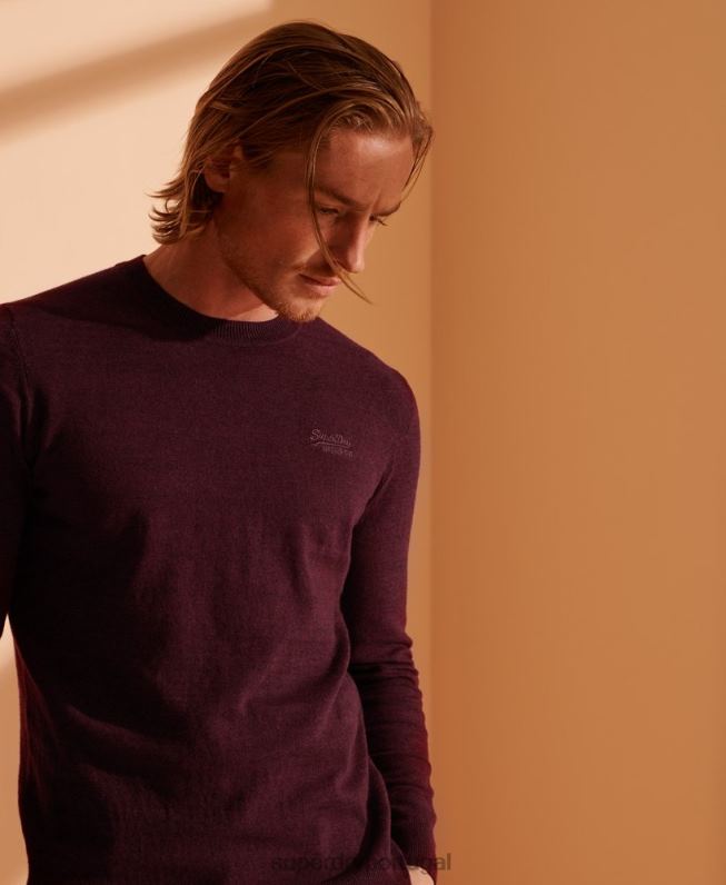 jumper de tripulação de etiqueta laranja homens vermelho roupas Superdry 2208H1351