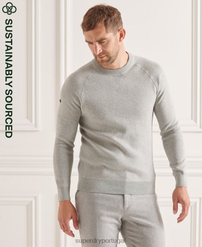jumper de tripulação essencial de estúdios homens cinza claro roupas Superdry 2208H5293