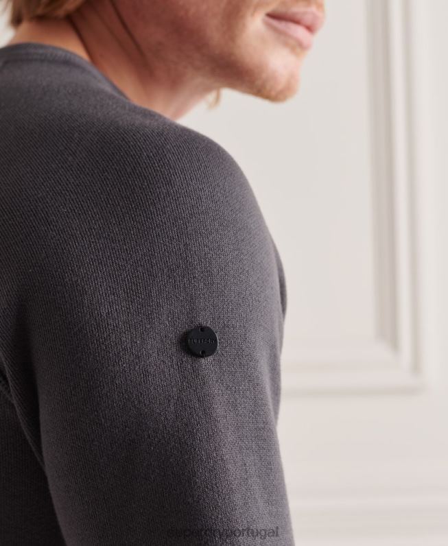 jumper de tripulação essencial de estúdios homens cinza escuro roupas Superdry 2208H1361