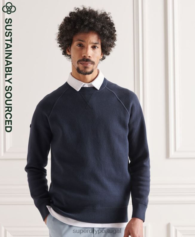 jumper de tripulação essencial de estúdios homens marinha roupas Superdry 2208H5312