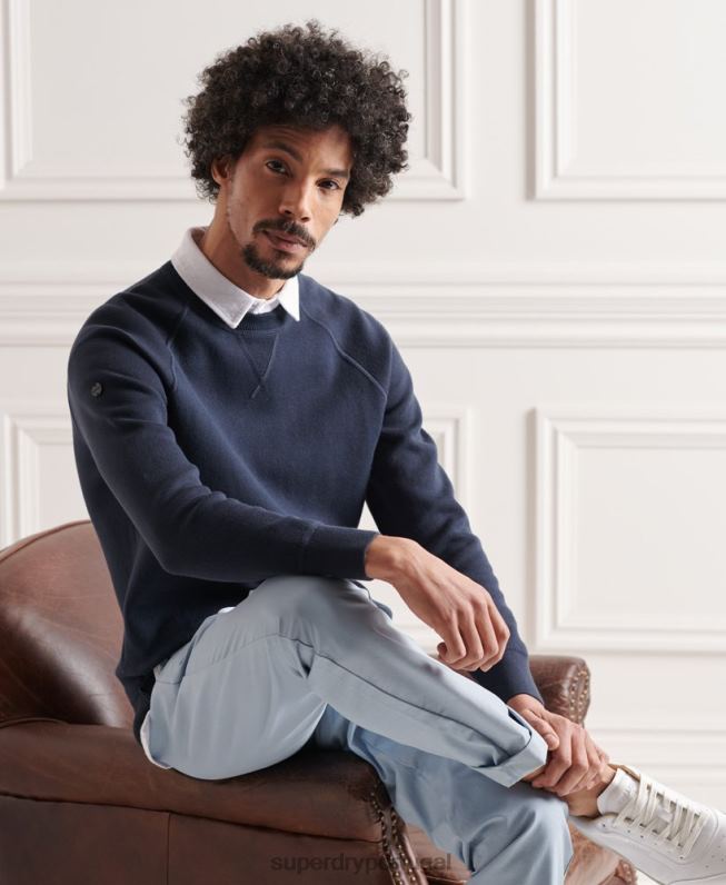 jumper de tripulação essencial de estúdios homens marinha roupas Superdry 2208H5312