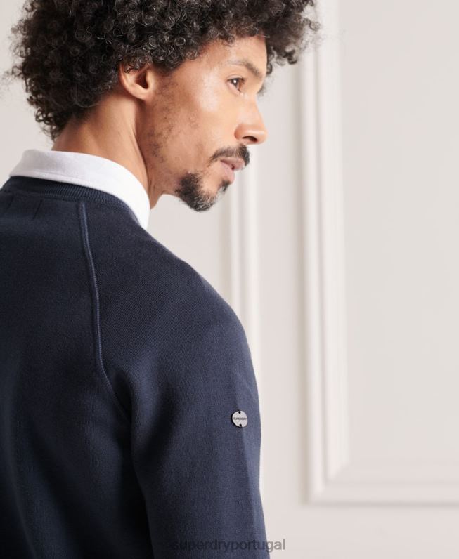 jumper de tripulação essencial de estúdios homens marinha roupas Superdry 2208H5312