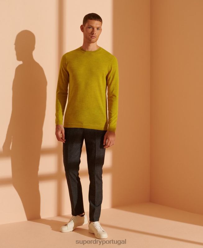 jumper de tripulação leve merino homens amarelo roupas Superdry 2208H5303