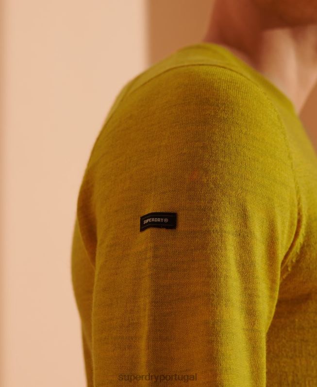 jumper de tripulação leve merino homens amarelo roupas Superdry 2208H5303