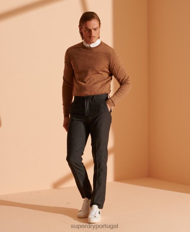 jumper de tripulação leve merino homens bege roupas Superdry 2208H5334