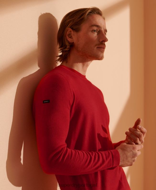 jumper de tripulação leve merino homens vermelho roupas Superdry 2208H1341