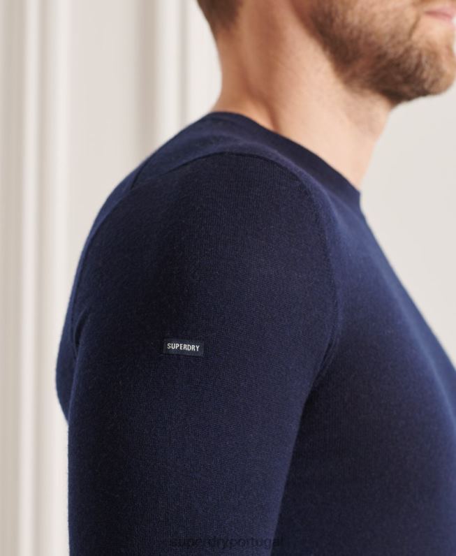 jumper de tripulação merino studios homens marinha roupas Superdry 2208H1308