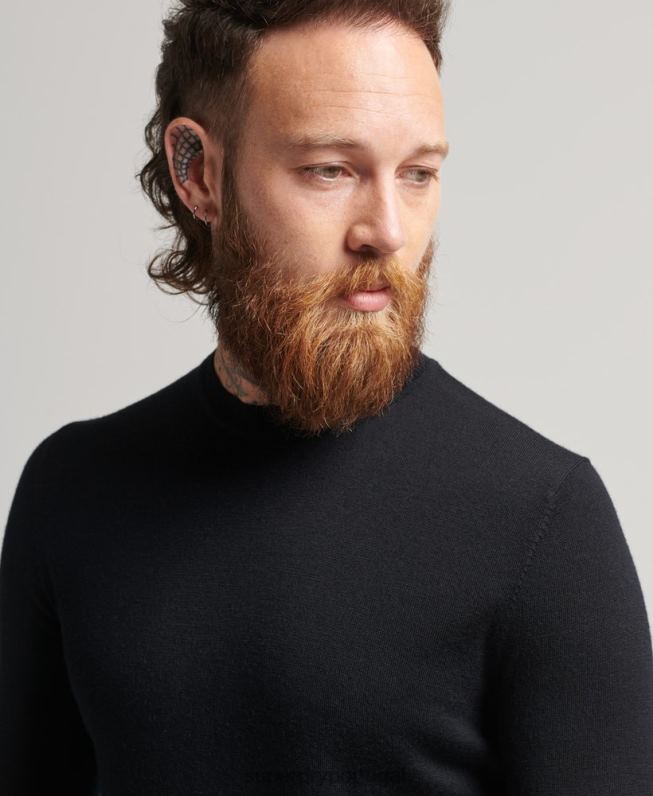 jumper de tripulação merino studios homens preto roupas Superdry 2208H1286