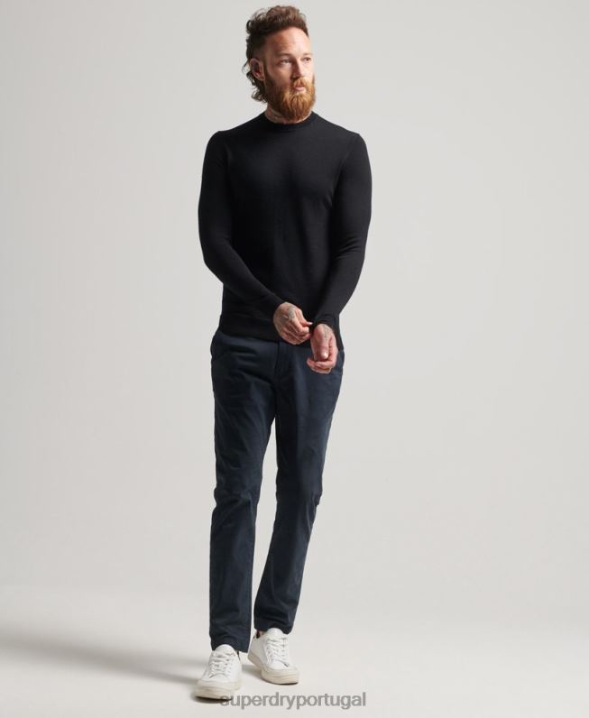jumper de tripulação merino studios homens preto roupas Superdry 2208H1286