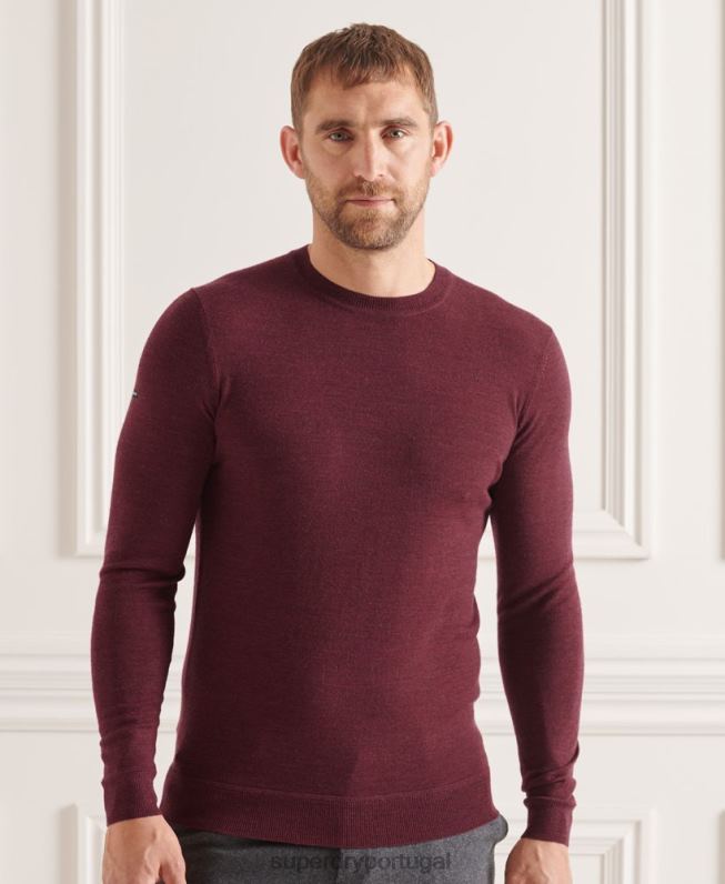 jumper de tripulação merino studios homens vermelho roupas Superdry 2208H1331