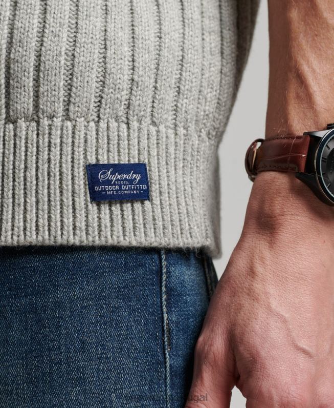 jumper henley com nervuras homens cinza roupas Superdry 2208H5261