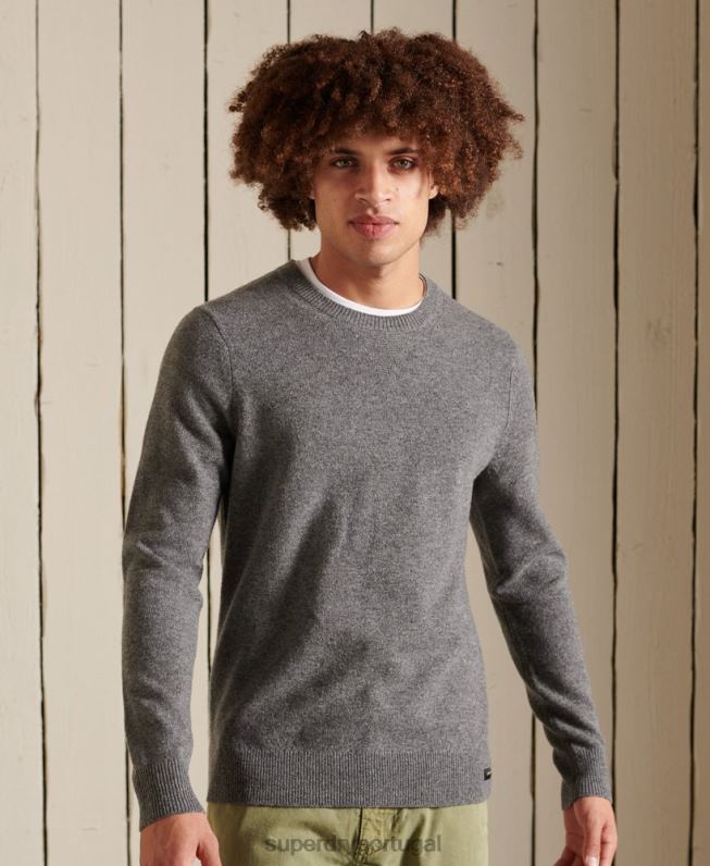 jumper leve de lã de cordeiro homens cinza claro roupas Superdry 2208H5315