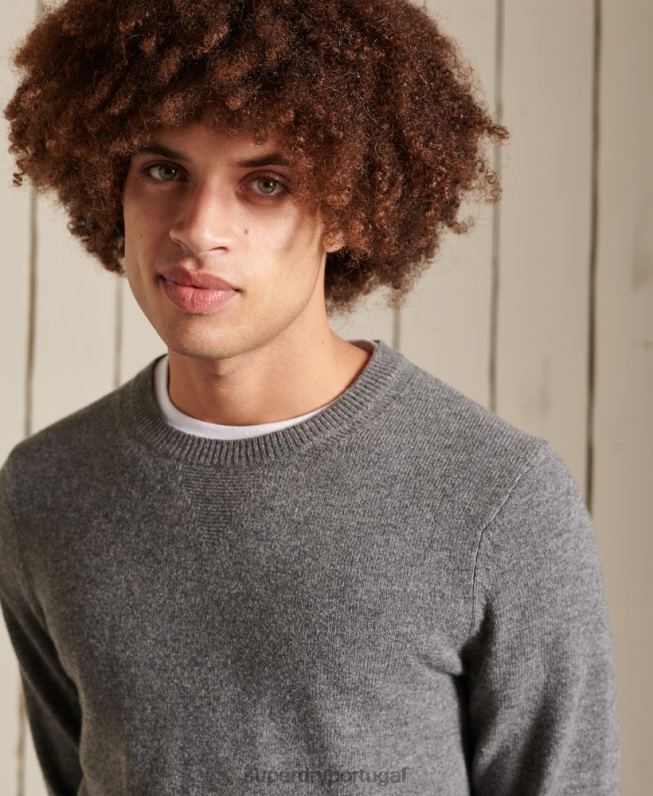 jumper leve de lã de cordeiro homens cinza claro roupas Superdry 2208H5315
