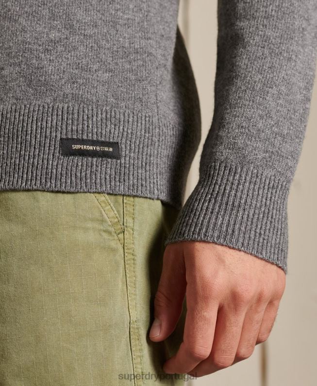 jumper leve de lã de cordeiro homens cinza claro roupas Superdry 2208H5315