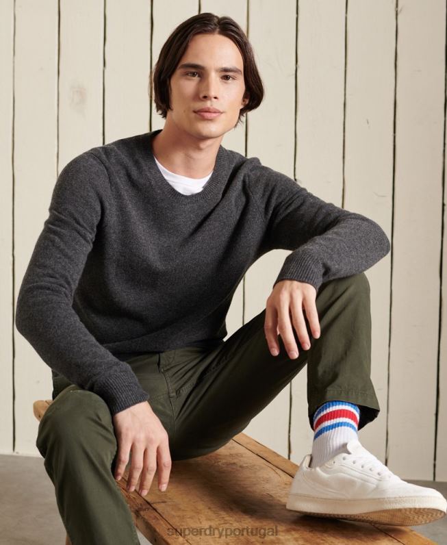 jumper leve de lã de cordeiro homens cinza escuro roupas Superdry 2208H5314