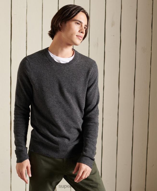 jumper leve de lã de cordeiro homens cinza escuro roupas Superdry 2208H5314