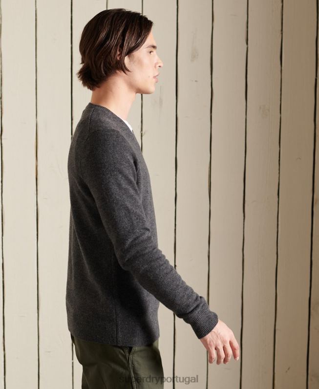 jumper leve de lã de cordeiro homens cinza escuro roupas Superdry 2208H5314