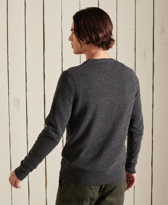 jumper leve de lã de cordeiro homens cinza escuro roupas Superdry 2208H5314