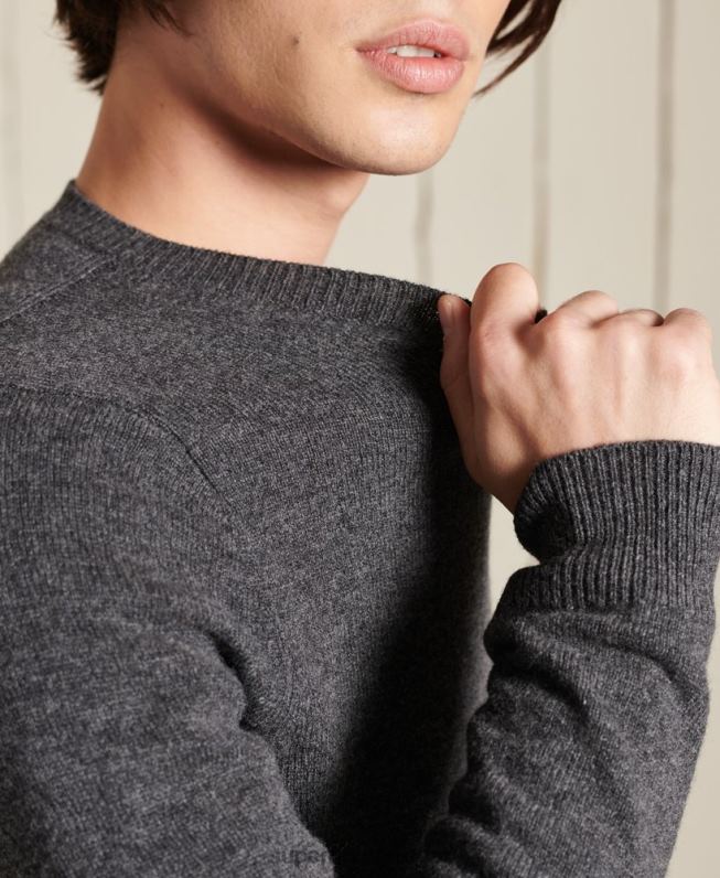 jumper leve de lã de cordeiro homens cinza escuro roupas Superdry 2208H5314