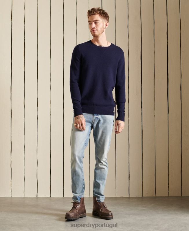 jumper leve de lã de cordeiro homens marinha roupas Superdry 2208H5286