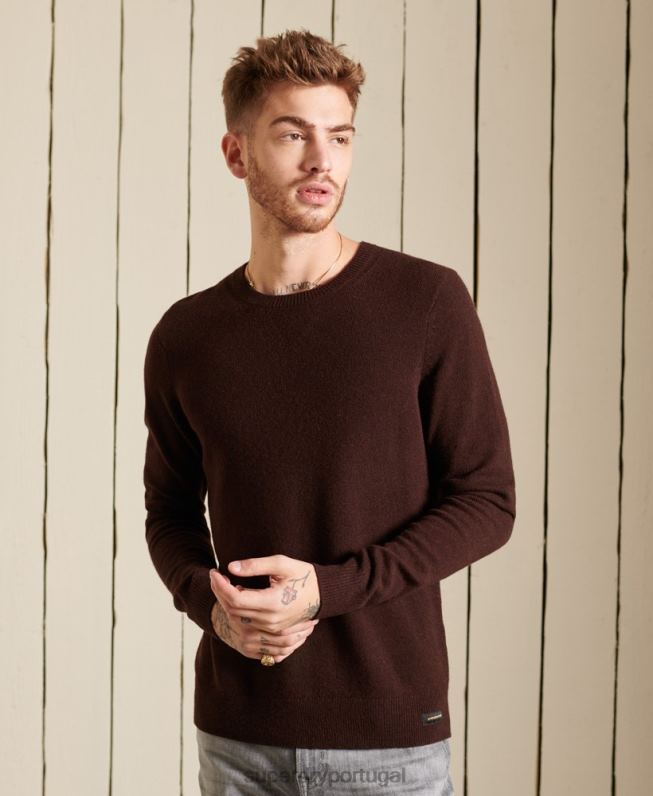 jumper leve de lã de cordeiro homens marrom roupas Superdry 2208H5292