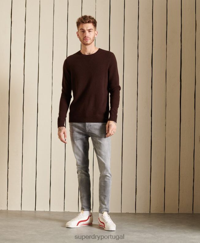jumper leve de lã de cordeiro homens marrom roupas Superdry 2208H5292
