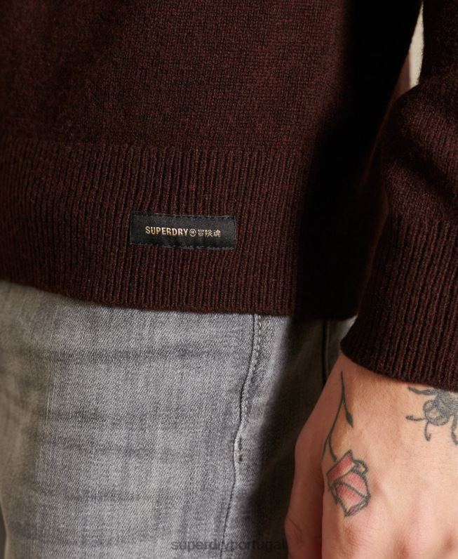 jumper leve de lã de cordeiro homens marrom roupas Superdry 2208H5292