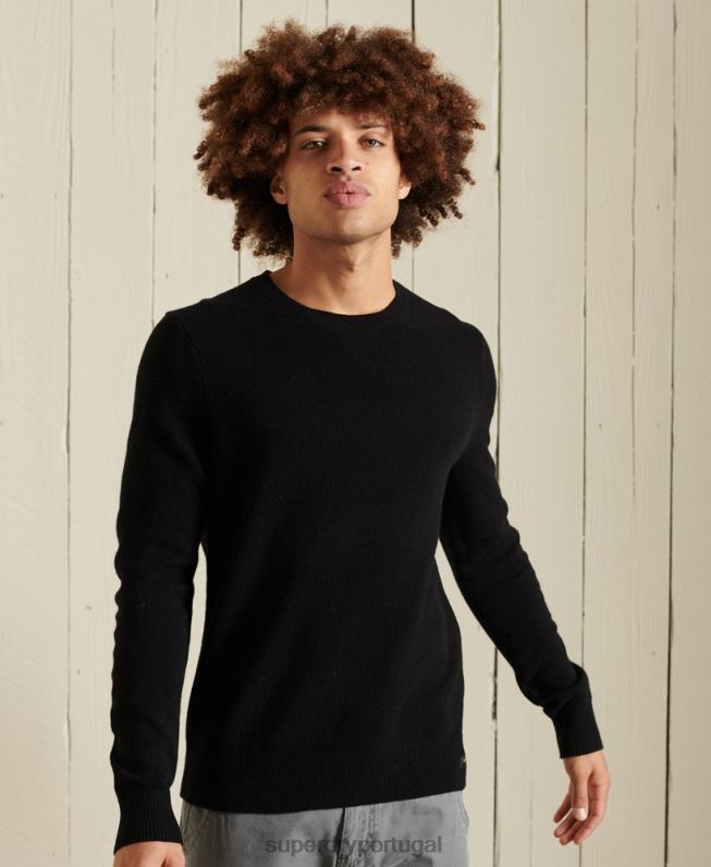 jumper leve de lã de cordeiro homens preto roupas Superdry 2208H5318