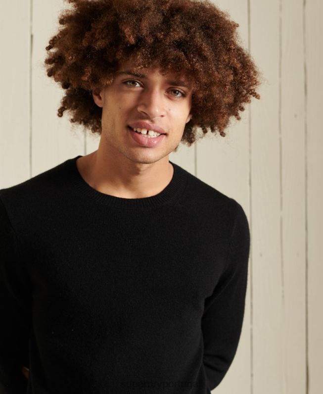 jumper leve de lã de cordeiro homens preto roupas Superdry 2208H5318