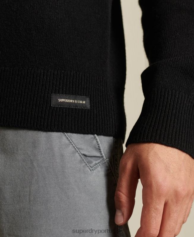 jumper leve de lã de cordeiro homens preto roupas Superdry 2208H5318