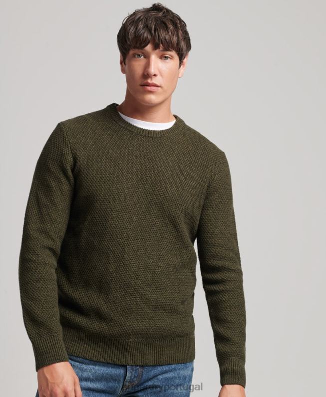 jumper texturizado twist crew homens verde roupas Superdry 2208H5332
