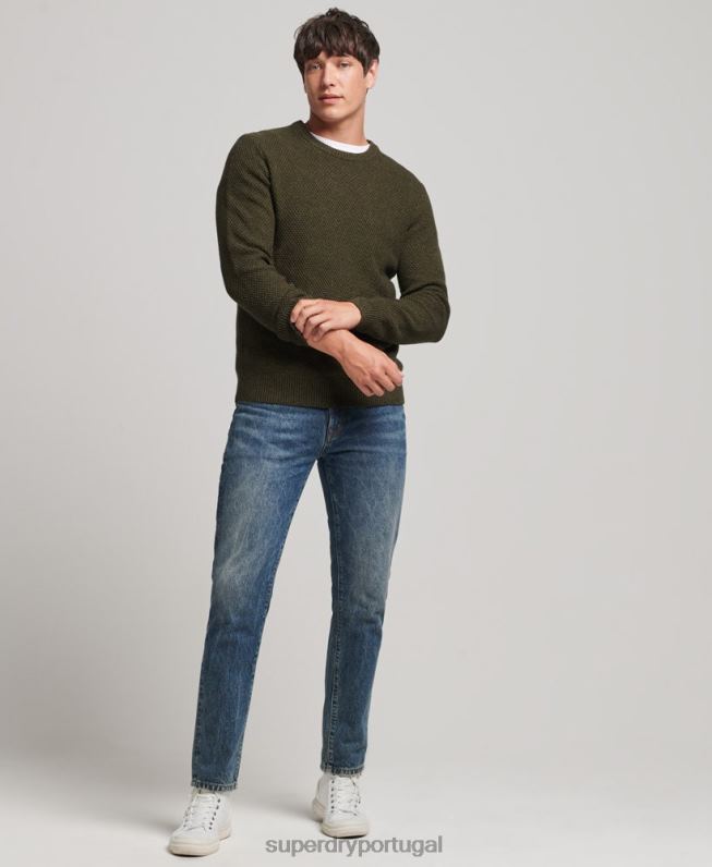 jumper texturizado twist crew homens verde roupas Superdry 2208H5332