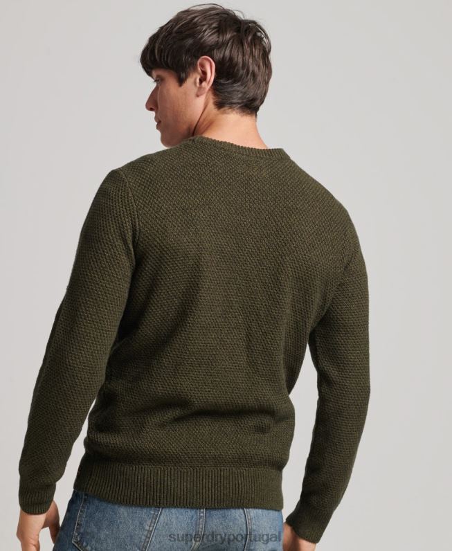 jumper texturizado twist crew homens verde roupas Superdry 2208H5332