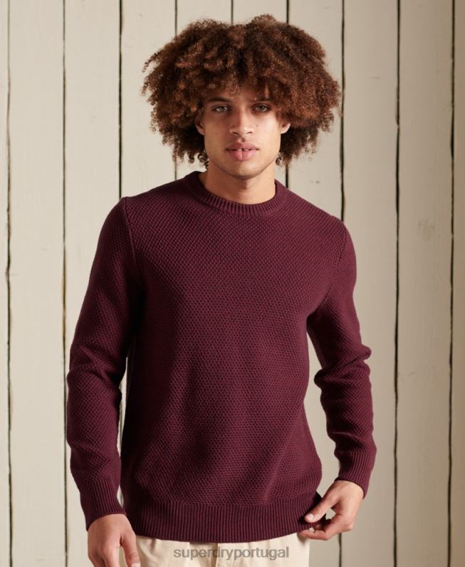 jumper texturizado twist crew homens vermelho roupas Superdry 2208H5343