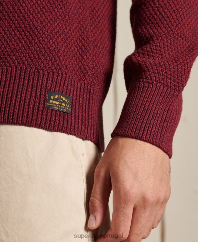 jumper texturizado twist crew homens vermelho roupas Superdry 2208H5343