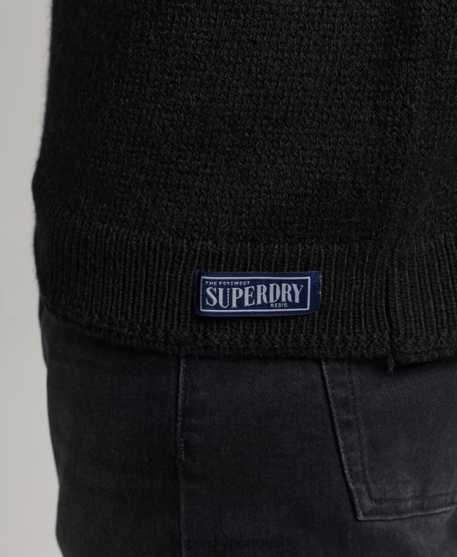 macacão de malha fairisle crew homens preto roupas Superdry 2208H5246